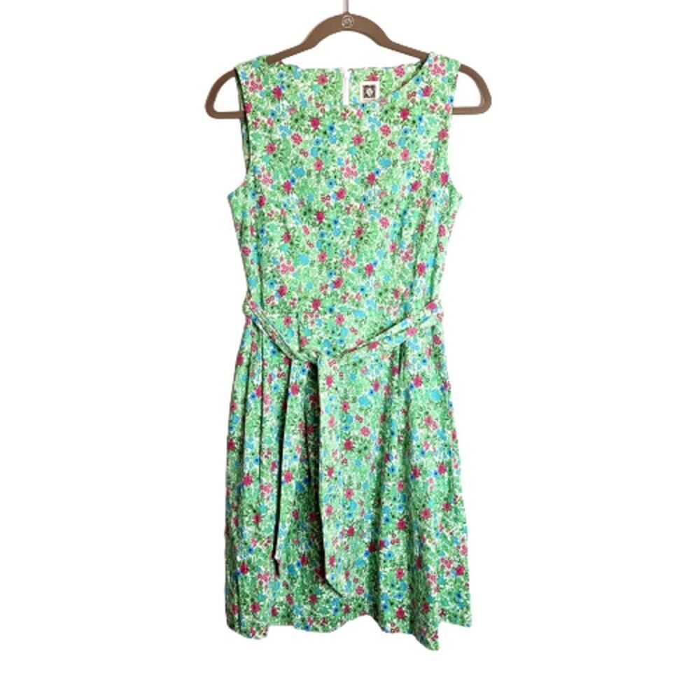 Anne Klein Dress Green Pink Size S Twee